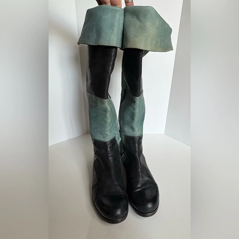 Vladì Boots Handmade in Venice Italy Rare Blue Black & Green Sz EU 38 US 7.5